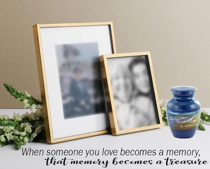Footprints Keepsake Urn - Footprints Mini Cremation Urns for Ashes - Handcrafted Miniature Beach Sharing Urn - Mini Memorial Blue Urns with Premium Box & Velvet Bag (Keepsake)