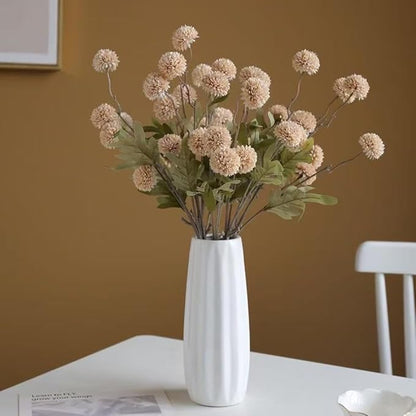 Artificial Flowers for Vases 20.5 Inch 10 Stems，Silk Dried Fake Mums Bouquet Indoor Faux Floral Arrangements for Decoration (Beige)