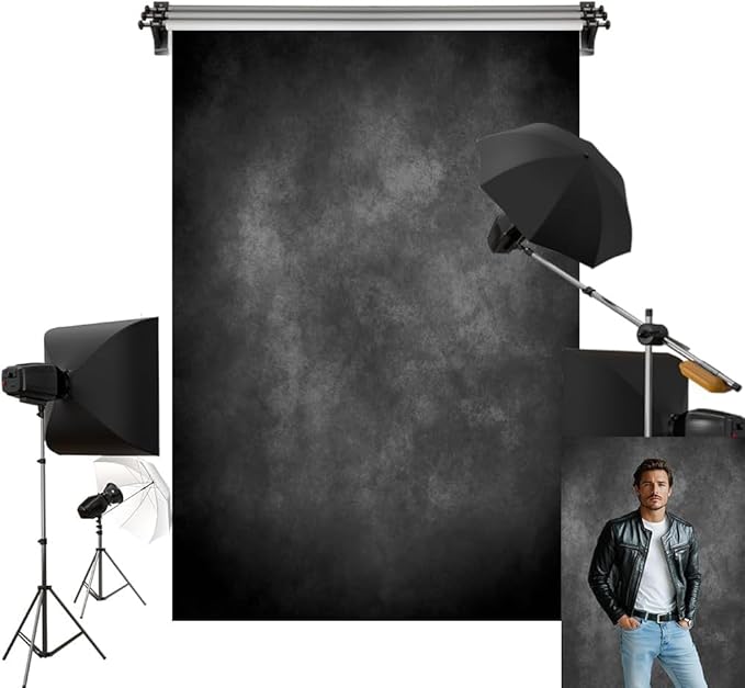 Kate 5x7ft/1.5x2.2m Dark Backdrop Black Abtract Texture Portrait Photo Backgrounds Photography Studio Props