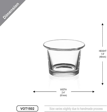 WGV Flare Lip Cylinder Tea Light Votive Candle Holder 2.4" W x 1.75" H, Clear Oyster Glass Cup, Small Accent Decor, 6 Pieces
