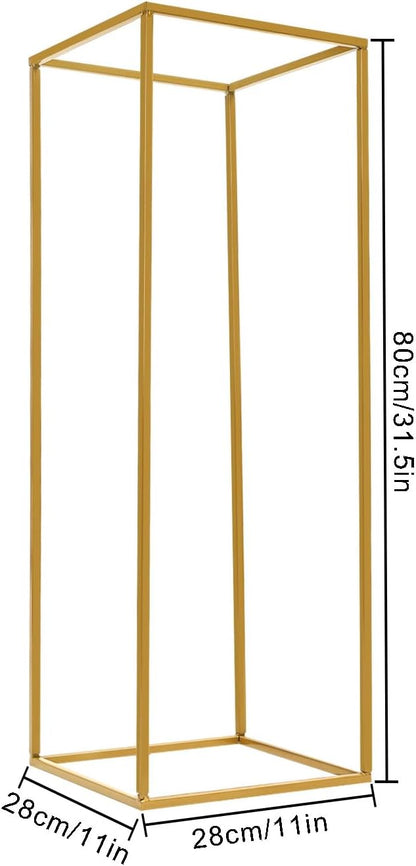 2PC 31.5" Flower Stand for Wedding Metal Cylinder Stands for Party Rectangular Gold Centerpieces Flower Vase Gold Pedestal Columns for Weddings Indoor Outdoor Flower Plant Stand Decoration