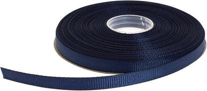 Solid Grosgrain Ribbon 25 Yard Each Roll 100% Polyester Woven Edge (1/4", Dark Blue)