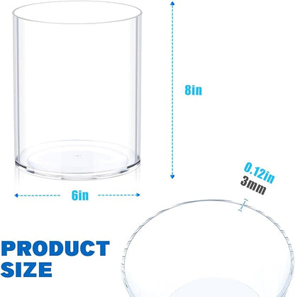 JYPS Acrylic Round Vase, Clear, Modern, 6x6x8 Inches, Perfect for Flowers, Weddings, and Home Decor