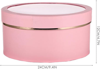 TOVINANNA 2pcs Floral Packaging Boxes with Lids for Valentine S Day Round Window PVC Flower Boxes Coated Paper Lightweight and Portable for Weddings Birthdays Anniversaries