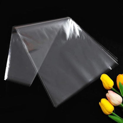 WLngtv 100 Pcs Clear Plastic Flower Bouquet Sleeve Bags, Sleeve Transparent Cellophane Bags Rose Packaging Gift Wrap Cellophane for Valentine's Day