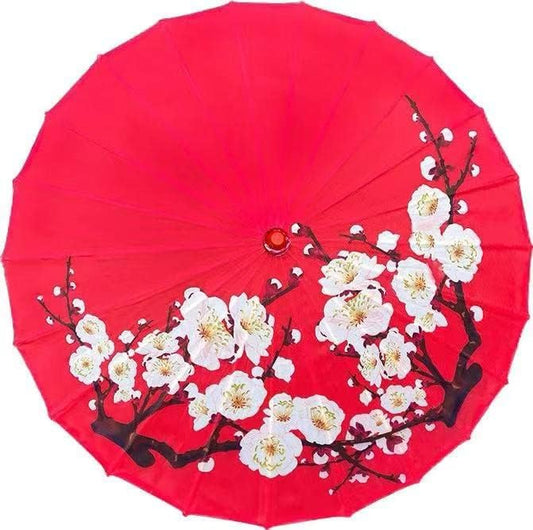 33" Handmade Oiled Parasol Bamboo Silk Umbrella Chinese Japanese Art Classical Dance Umbrella Plum Blossom for Wedding Parties Photography Costumes Cosplay Decoration and Other Events