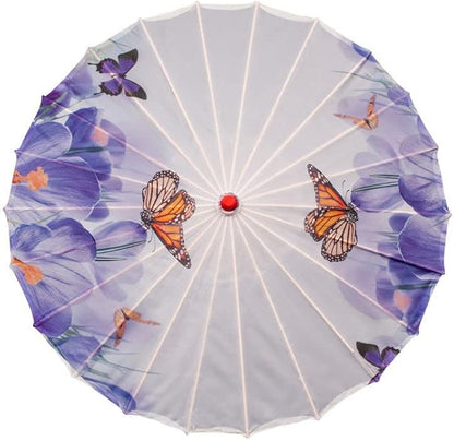 Parasol Chinese Style Classical Oil Paper Umbrella Rainproof Umbrella, Parasol Pendent Floral Mulitcolor Paper and Bamboo Painted Paper Parasol