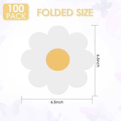 100 Pcs Daisy Paper Napkins Disposable, 6.5 x 6.5 Inches Luncheon Dinner Napkins Floral Tissue Paper for Garden Tea Gathering Bridal Shower Wedding Baby Shower Birthday Party Decorations