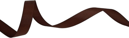 Solid Grosgrain Ribbon 25 Yard Each Roll 100% Polyester Woven Edge (3/8", Coffee)