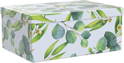 Soul & Lane Decorative Cardboard Storage Boxes with Lids for Home Decor and Organization, Set of 3 Large Keepsake Boxes for Memories & Gifts, Nesting Floral Photo Storage Containers, Sprigs Of Green