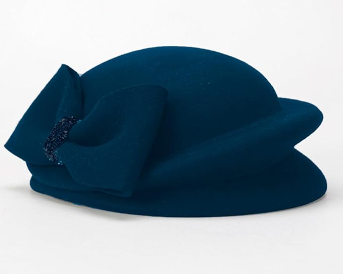 ORIDOOR Women Vintage 100% Wool Felt Flowers Bucket Cloche Bowler Hat Church Wedding Beret Hat