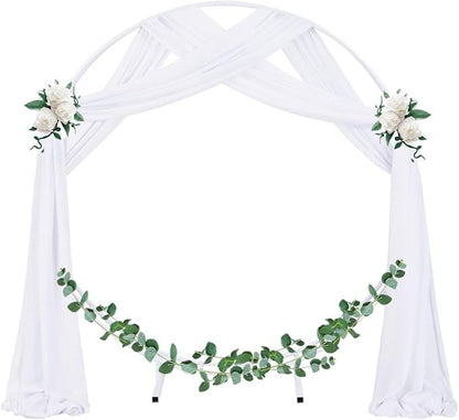 Socomi Wedding Arch Draping Fabric 3 Panels 29" x 19Ft White Sheer Chiffon Curtain Drapes 6 Yards for Wedding Ceremony Birthday Party Decoration