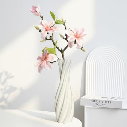 White Ceramic Decorative Vase, Nordic Modern Irregular Shape Flower Vase for Home Decor, Simple Artistic Centerpiece for Dining Table or Coffee Table