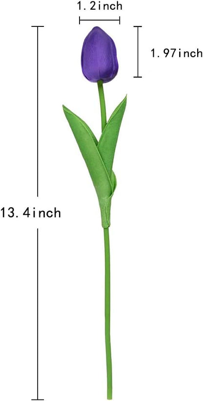 IPOPU Real Touch Purple Tulips 24PCS Artificial Flowers for Decoraion Fake Tulips Purple Flowers Floral Arrangements Faux Tulip Decor for Table Home Decor Baby Shower Centerpieces