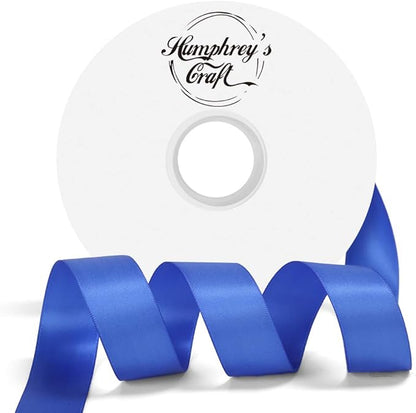 Humphrey's Craft 1 Inch Royal Blue Double Faced Satin Ribbon - 50 Yards Variety of Color for Crafts Gift Wrapping Bows Bouquet Decoration Sewing Christmas Tree Wedding Invitation Card.