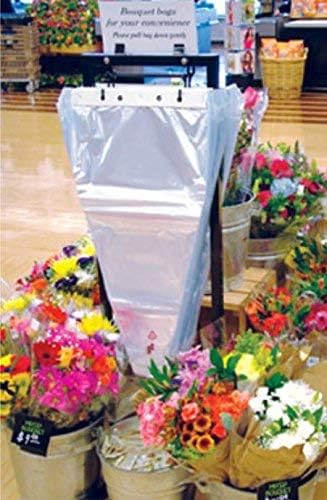 A&A 100 pcs Clear Flower Bags Wrapping, Cellophane Bouquet Sleeves Packing Wrap, Transparent Waterproof Plastic Sleeves Bags (9x14x3.5 in.)