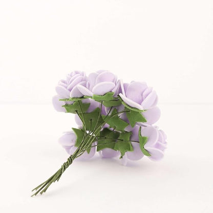 Efavormart 48 Roses | 4" Tall Lavender Real Touch Artificial DIY Foam Rose Flowers with Stem, Craft Rose Buds