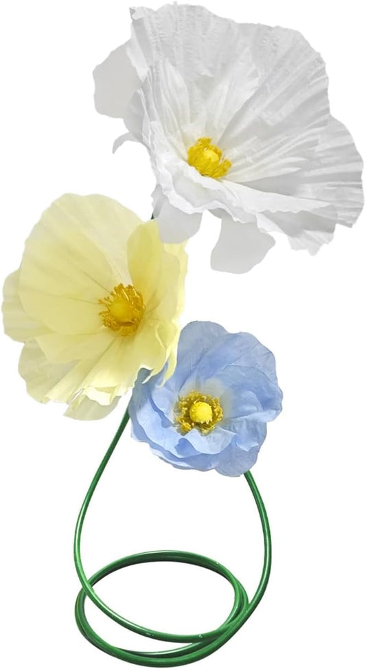 Artificial Paper Flowers Wedding Decorations - Flowers Decor Fake Floral Arrangements Flower Panels for Backdrop for Wedding Reception Arrangements Shop Window Display 3 Pack (Yellow Blue White)