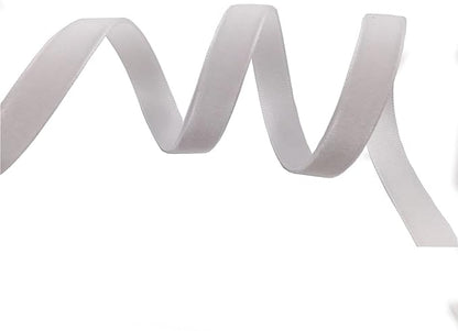Nylon Velvet Ribbon Single Faced,3/8 Inch X 25Yards Spool (White)