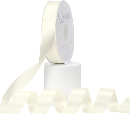 Ivory Satin Ribbon, Double Faced 1 Inch X 50 Yards Ivory Ribbon, Premium Satin Ribbon for Gift Wrapping, Crafts, Hair Bow Making, Sewing, Flower Bouquet, Wedding Party Decor
