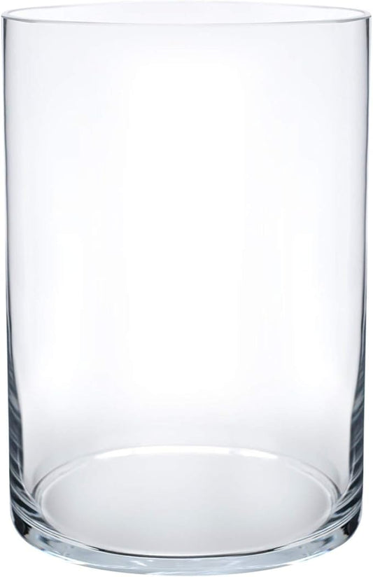Royal Imports Flower Glass Vase Decorative Centerpiece for Home or Wedding - Cylinder Shape, 8" Tall, 5" Opening, Clear