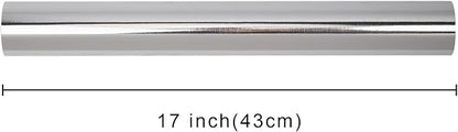 Merture Wrapping Paper Roll, Gift Wrap Mini Roll - 17 In X 32.8 Ft(46.5 sq.ft.), Solid Color Metallic Silver Wrapping Paper for Christmas, Mother's Day, Father's Day, Graduation and More