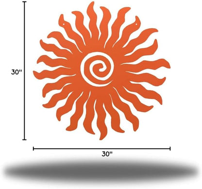 Riverside Designs Sunburst Metal Wall Art Steel Outdoor Decor - Heavy-Duty and Waterproof - Made in USA (30", Coral)