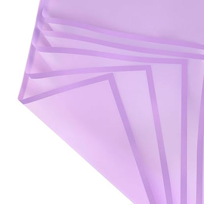 20 Sheets Purple Flower Wrapping Paper, Waterproof Floral Wrap Purple Edge Bouquet Wrapping Paper Florist Supplies (22.8 x 22.8 inch)