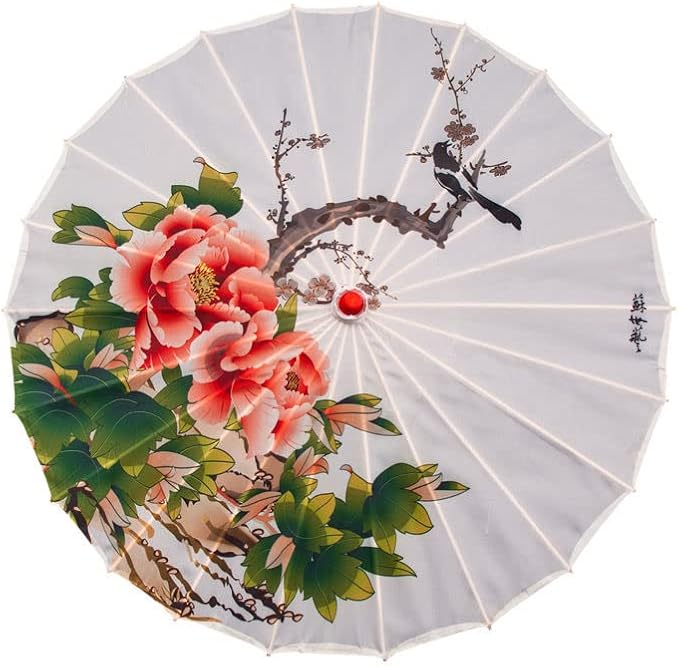 Parasol Chinese Style Classical Oil Paper Umbrella Rainproof Umbrella, Parasol Pendent Floral Mulitcolor Paper and Bamboo Painted Paper Parasol