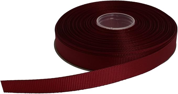 Solid Grosgrain Ribbon 25 Yard Each Roll 100% Polyester Woven Edge (1/2", Dark Red)