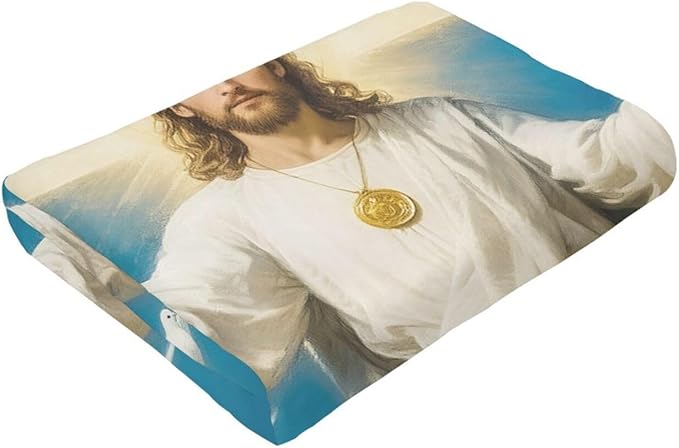 Jesus Blanket Christian Throw Blanket God Faith Religious Soft Cozy Fleece Fuzzy Stuffed Plush Flannel Gifts for Girls Women Boys Kids Adults 40''x50''