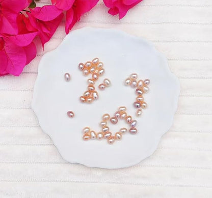 50 Pcs Real Pearls for Jewelry Making AAA 7-8 mm Non-Porous Natural Pearls Beads Oval Bead Loose Gemstone Bead Crafts Gift for Women,DIY Gifts.