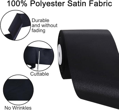 TONIFUL Black Satin Ribbon 3 Inch X 25yds Solid Silk Ribbons for Gift Wrapping, Craft, Floral Bouquets, Valentine's Day Christmas Gift Wrapping, Party Wedding Decoration,Halloween
