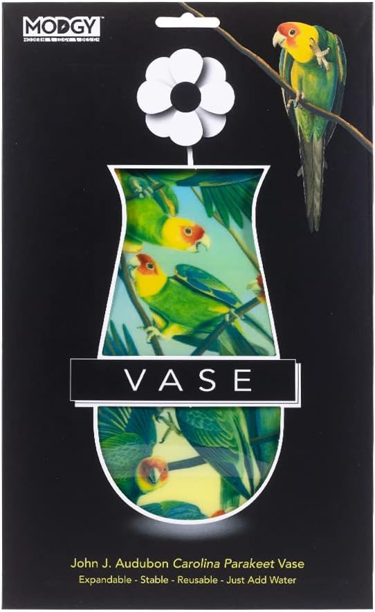 MODGY Expandable Flower Vase Plastic Decorative Modern Vases for Flowers Centerpieces Dining Table Decor Living Room Bathroom Wedding Office, Audubon Parakeets