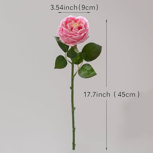Fake Flowers for Decoration Home Decor Real Touch Artificial Flowers Austin Rose Peony Latex Fake Flower Living Room Decoration Vivid Pink Roses Peonies (Pink 4pcs)
