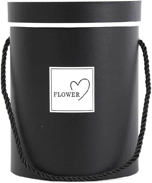 AZIDWERYQ Round Flower Paper Boxes Hat Box Flower Packaging Paper Bag with Lid Candy Party Wedding Supply for Gifts Black