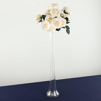 Efavormart 6 Pack Clear Heavy Duty Eiffel Tower Glass Vases with Round Base, Tall Skinny Flower Bud Vase Centerpieces - 24"