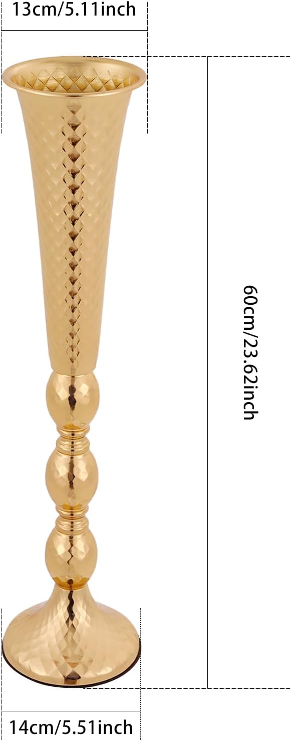 10 PCS Trumpet Vase Flower Arrangements Stand, 23.6 Inch Tall Wedding Gold Flower Stand, Decorative Centerpiece Table Decoration for Party Wedding Reception Event