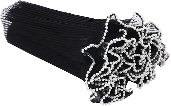 Flower Wrapping Mesh Paper Black Floral Wraps Bouquet Packaging Paper Wrinkled Wavy Net Yarn Valentine's Day Flower Shop Supplies Wedding Home Decoration 11 X 162 inches/bag (Pearl Black)