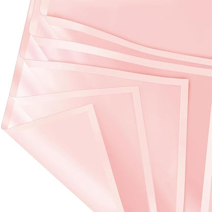 Jutieuo 20 Sheets Pink Flower Wrapping Paper, Waterproof Floral Wrap Pink Edge Bouquet Wrapping Paper Florist Supplies (22.8 x 22.8 inch)