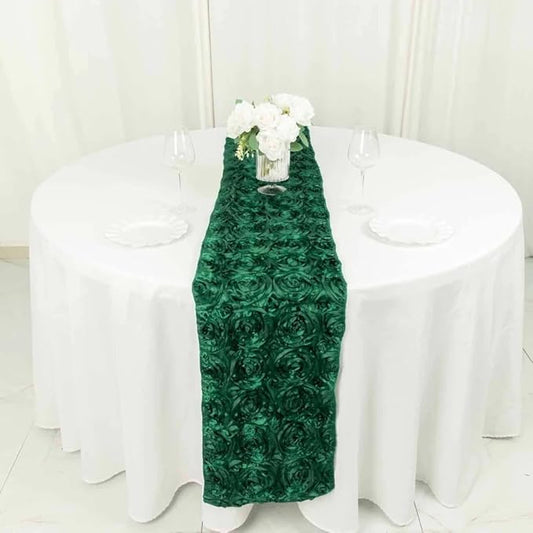 Efavormart Wonderland Rosette Premium Table Runners for Weddings Party Banquets Decor Fit Rectangle and Round Table - Hunter Emerald Green