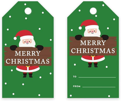 Andaz Press Christmas Holiday Season Classic Gift Tags, Merry Christmas to from Favor Tags, Santa Claus Holding Merry Christmas Sign Design, for Holiday Events, Parties, and Favors, 60-Pack