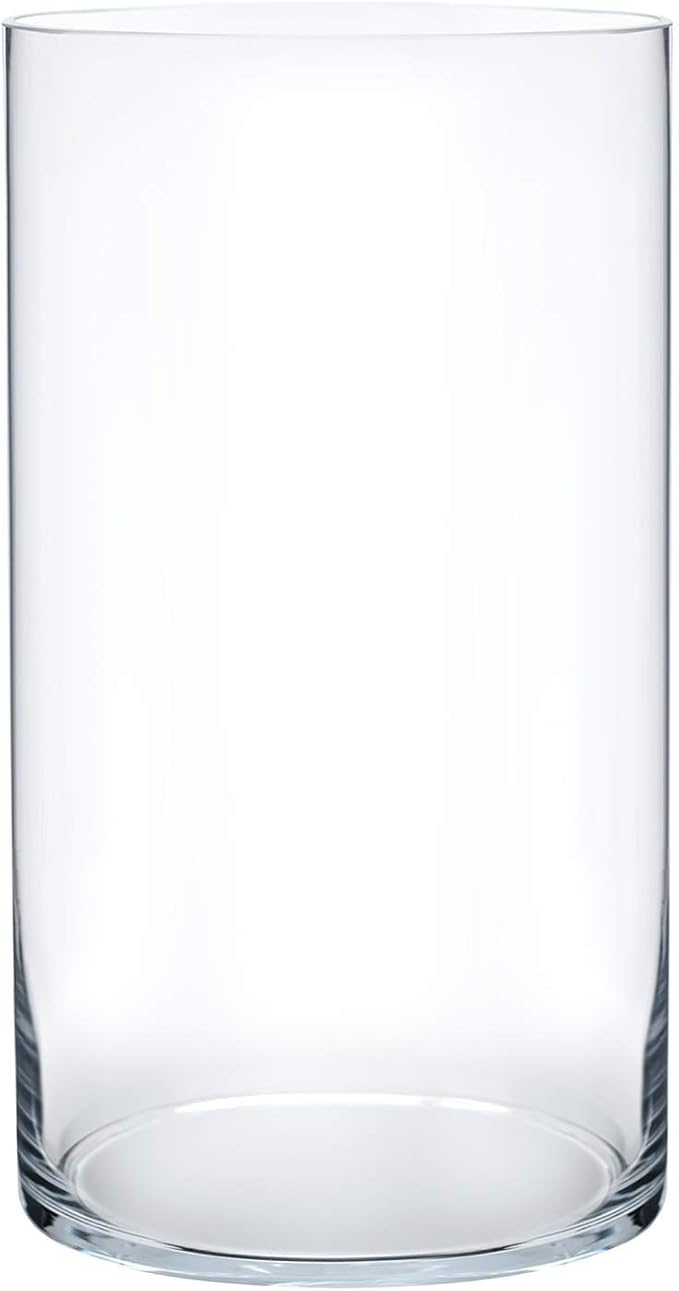 Royal Imports Flower Glass Vase Decorative Centerpiece for Home or Wedding - Cylinder Shape, 12" Tall, 6" Opening, Clear
