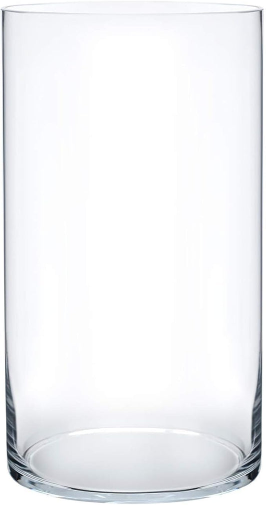 Royal Imports Flower Glass Vase Decorative Centerpiece for Home or Wedding - Cylinder Shape, 12" Tall, 6" Opening, Clear