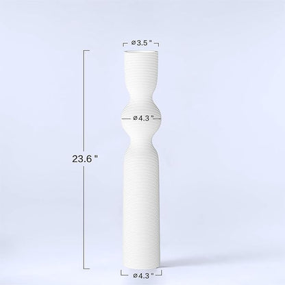 White Vases, 23.62'' Tall Floor Vase with 13.5'' Mouth & 4.3'' Base, Ideal for Dried Pampas Grass & Home Decor, Modern Floor Vase for Living Room/Entryway