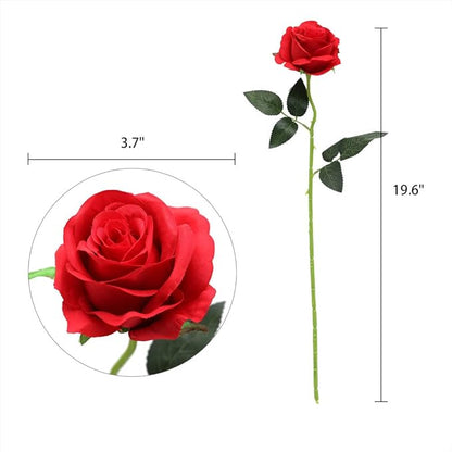 Nubry Artificial Silk Rose Flower Bouquet Lifelike Fake Rose for Wedding Home Party Decoration Event Gift 10pcs (Red)
