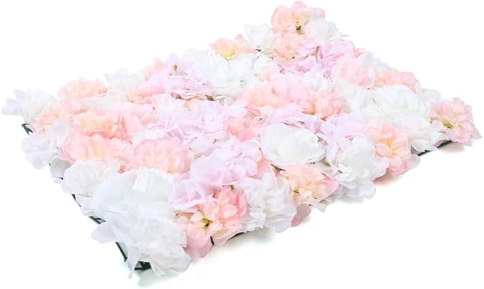16"x 24" Artificial Flower Wall Panels,Flower Wall Mat Silk Flower Panels for Outdoor Garden Backyard Fence Fence Privacy Screen and Indoor Wall Decor(8Pcs Light Pink)