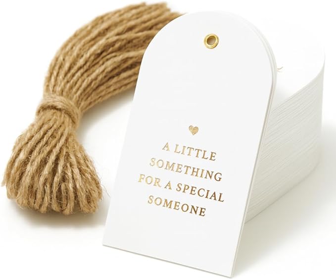 50 Heart Thank You Gift Tags with String Attached, Small Thank You for Celebrating with Us Gift Bag Tags for Presents and Personalized Party Favors - Baby Shower, Wedding, Bridal Shower, Birthday