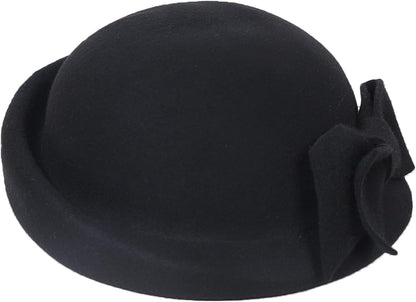 Women Wool Felt Ribbon French Fashion Vintage Millinery Beret Hats Top Cap Ladies Party Wedding Fedoras Chapeau