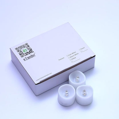 eLander LED Tea Lights Flameless Candle with Timer, 6 Hours on and 18 Hours Off, 1.4 x 1.3 Inch, Cool White, [12 Pack]